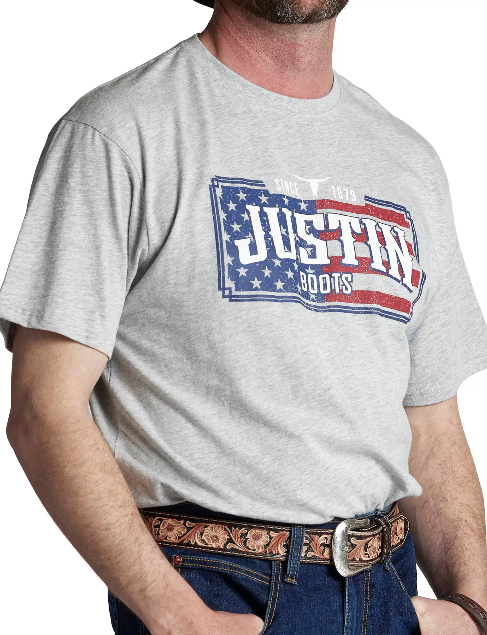 Shop Justin Men's License Plate Flag Tee T-Shirts & Polos