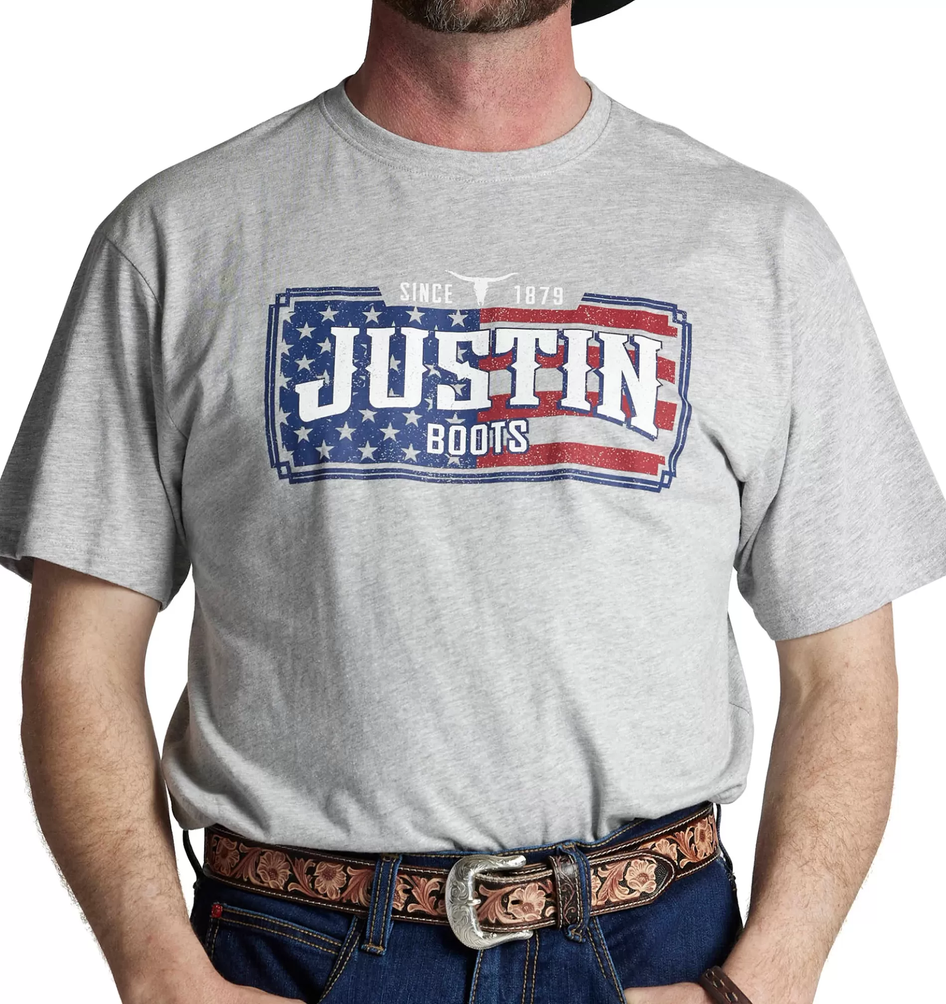 Shop Justin Men's License Plate Flag Tee T-Shirts & Polos